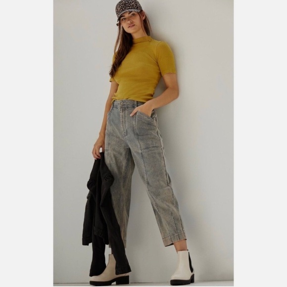Anthropologie Pilcro Grey High Rise Seamed Darted Straight Leg Jean - Picture 1 of 12